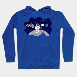 Astronauts, flags and moon Hoodie